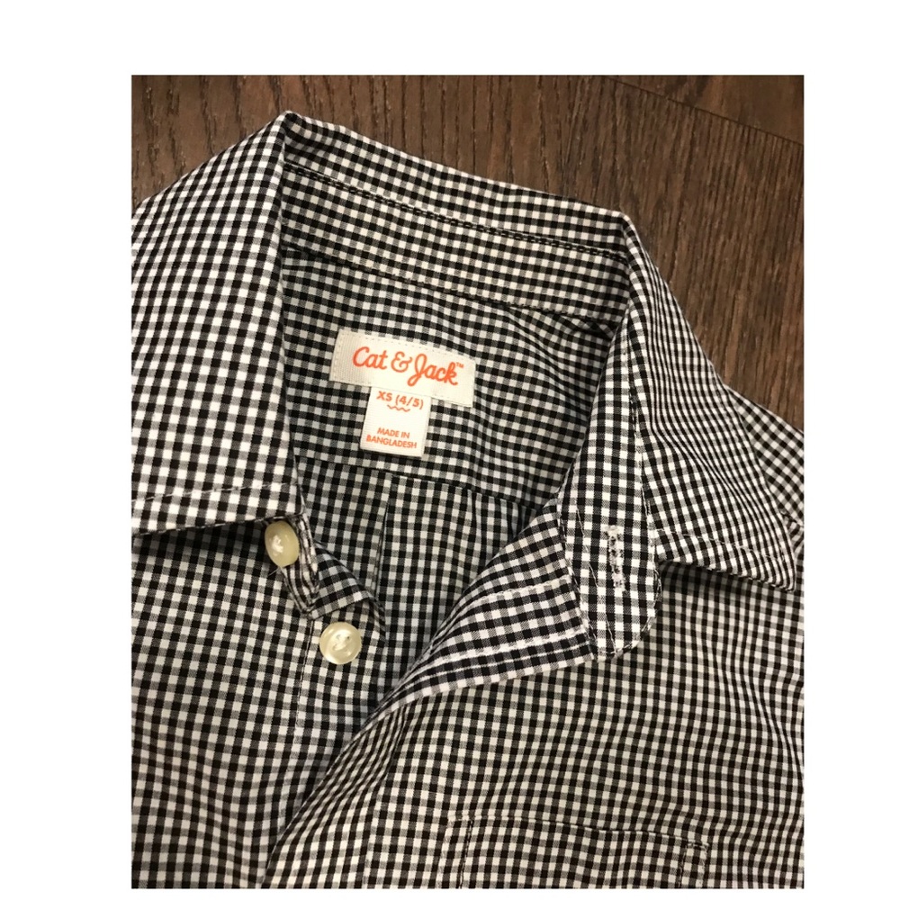 CAT&JACK LONG SLEEVE BUTTON UP SHIRT SIZE XS 4/5 - Picture 2 of 4